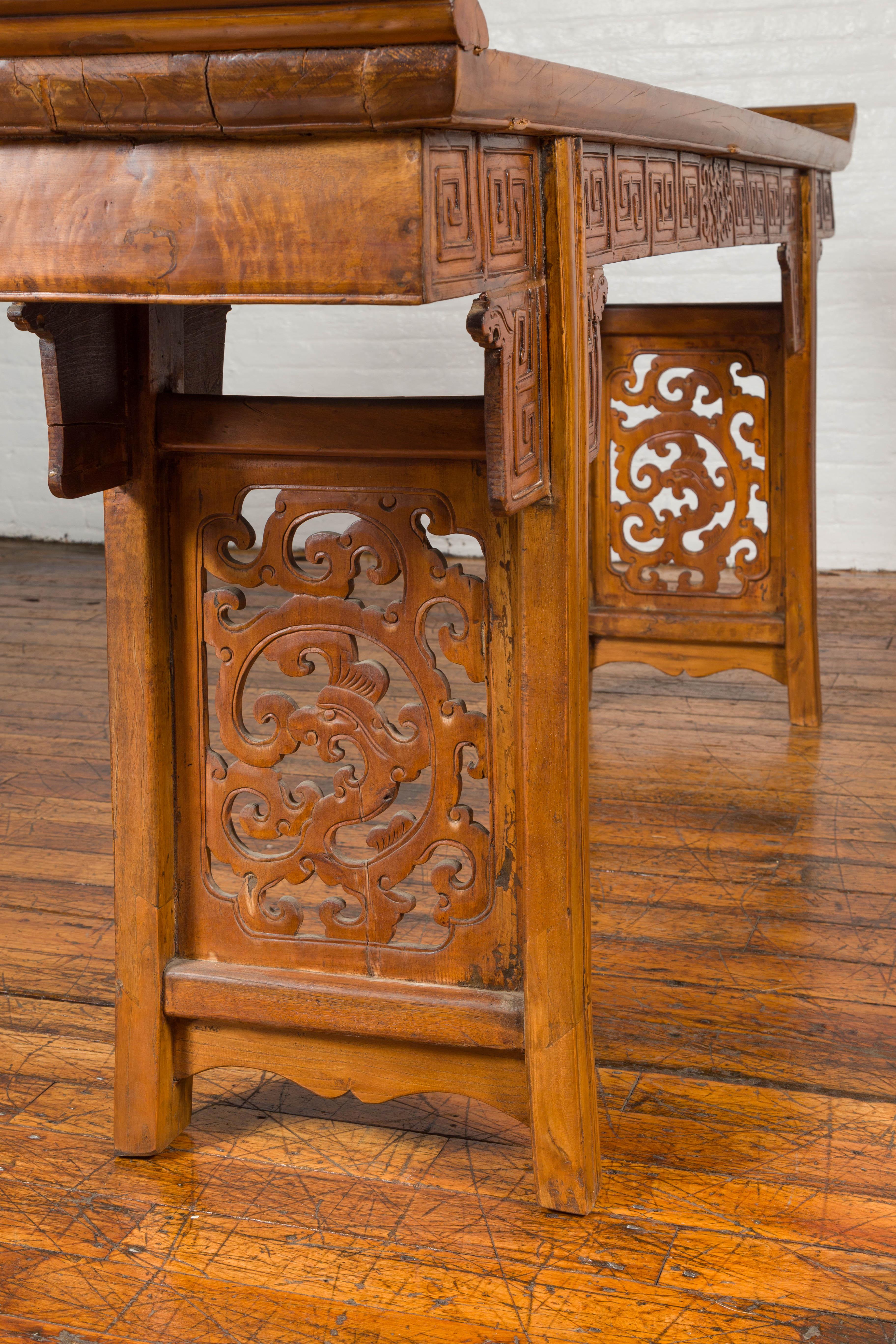 Ming Style Altar Table with Everted Flanges, Meander Apron and Cloud Motifs 11