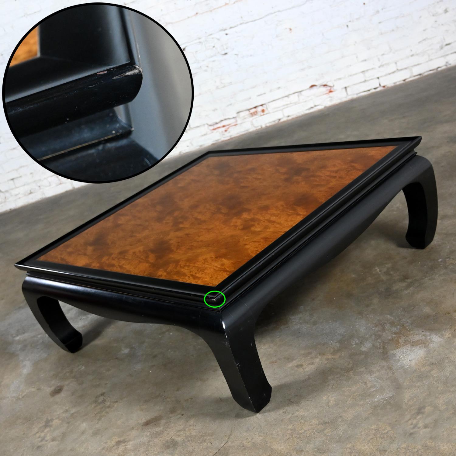 Ming Style Black & Burl Coffee Table Attributed Chin Hua Collection by Sabota For Sale 2