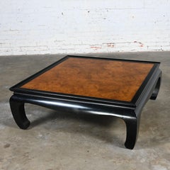 Ming Style Black & Burl Coffee Table Attributed Chin Hua Collection by Sabota