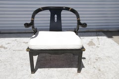 Ming Stil Schwarz Lackiert Hufeisenrücken Sessel