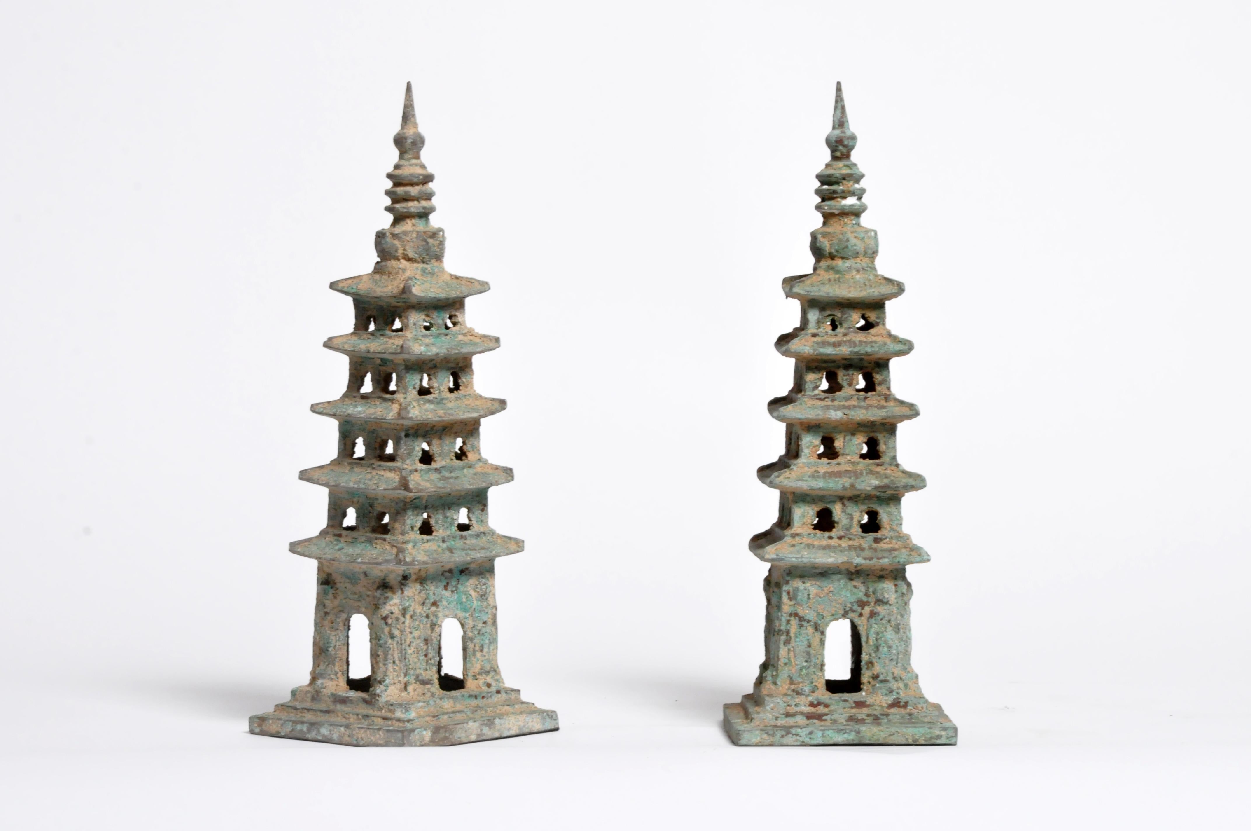 This Ming style Pagoda is from Beijing, China, circa 2017 and was made from brass. Price is for each; 4 available.
