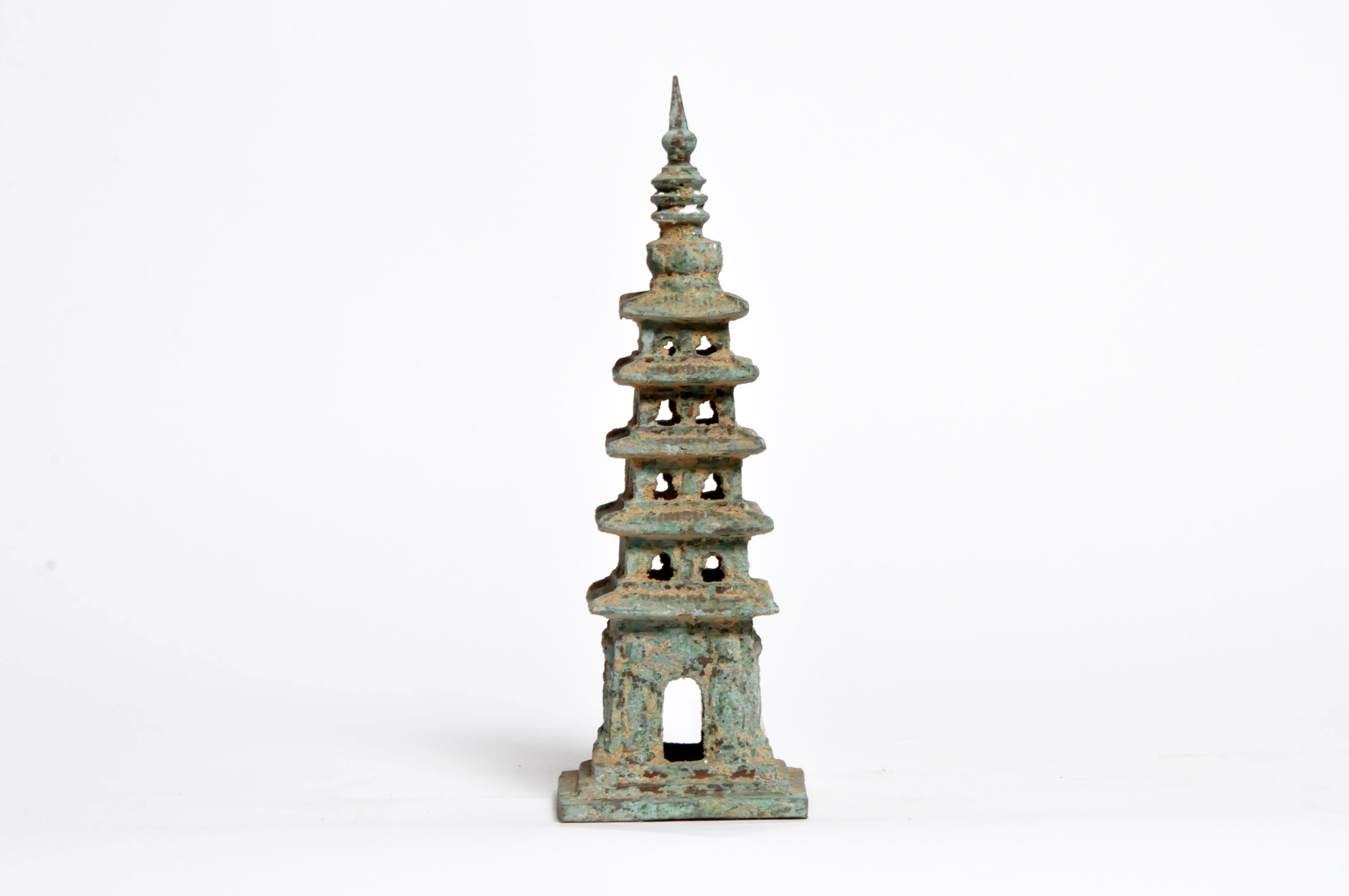 Chinese Ming Style Brass Watch Tower Pagoda