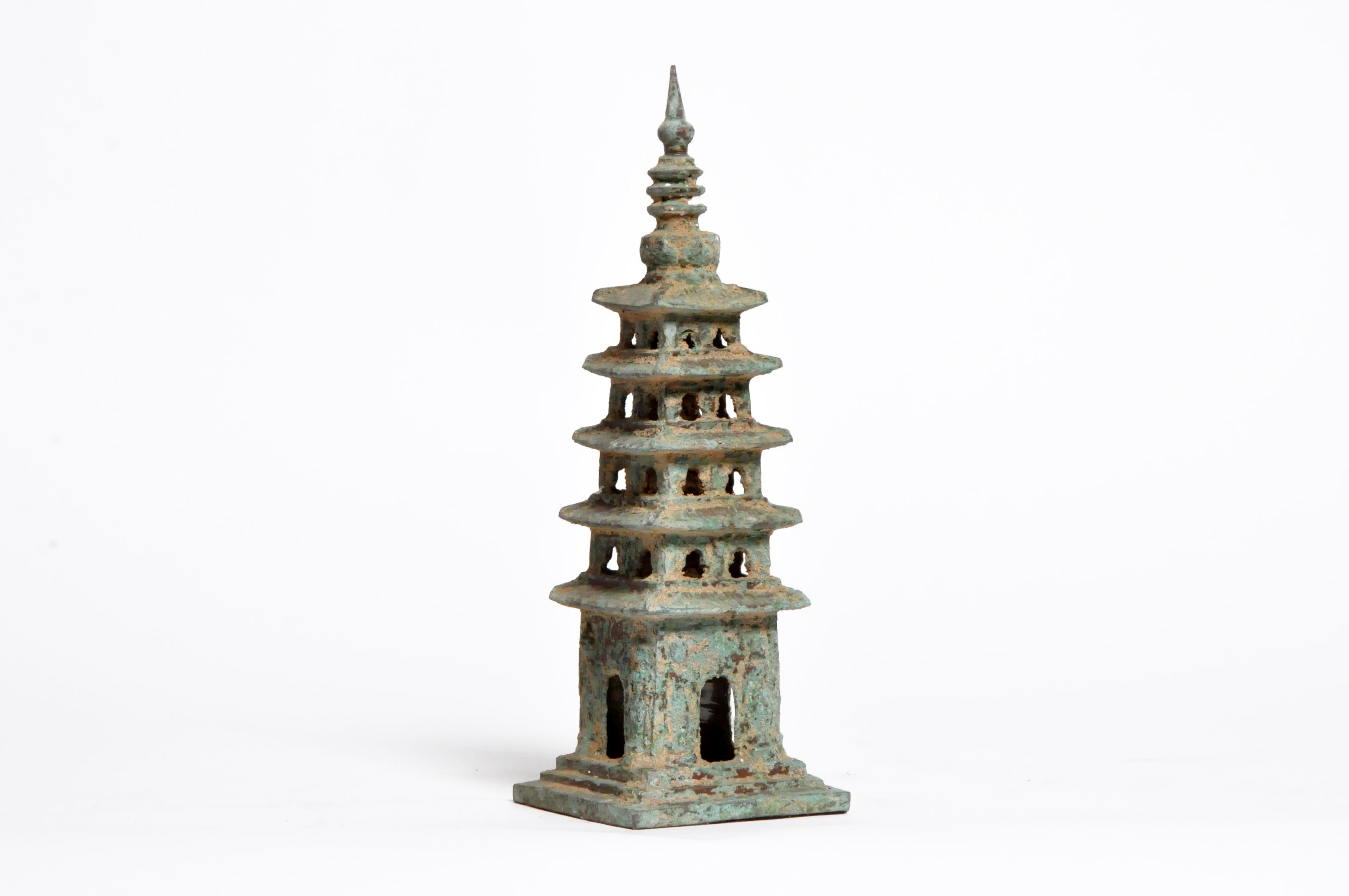 Ming Style Brass Watch Tower Pagoda In Good Condition In Chicago, IL
