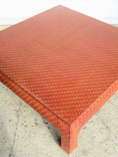 Brilliant Raffia Wrapped Ming style Coffee Table by Baker