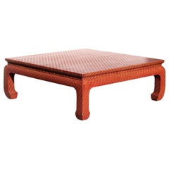   Brilliant Raffia Wrapped Ming style Coffee Table by Baker