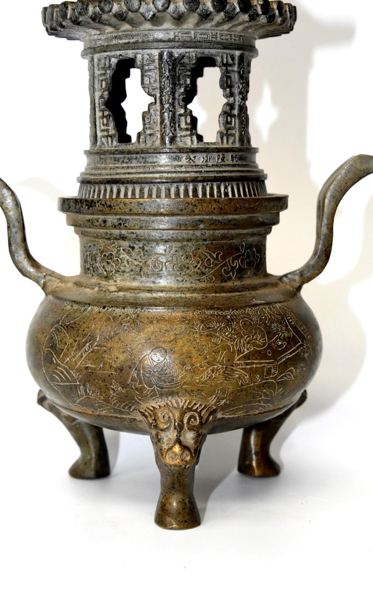 Ming Style Bronze Incense Burner, Chinese Temple Censer Model For Sale
