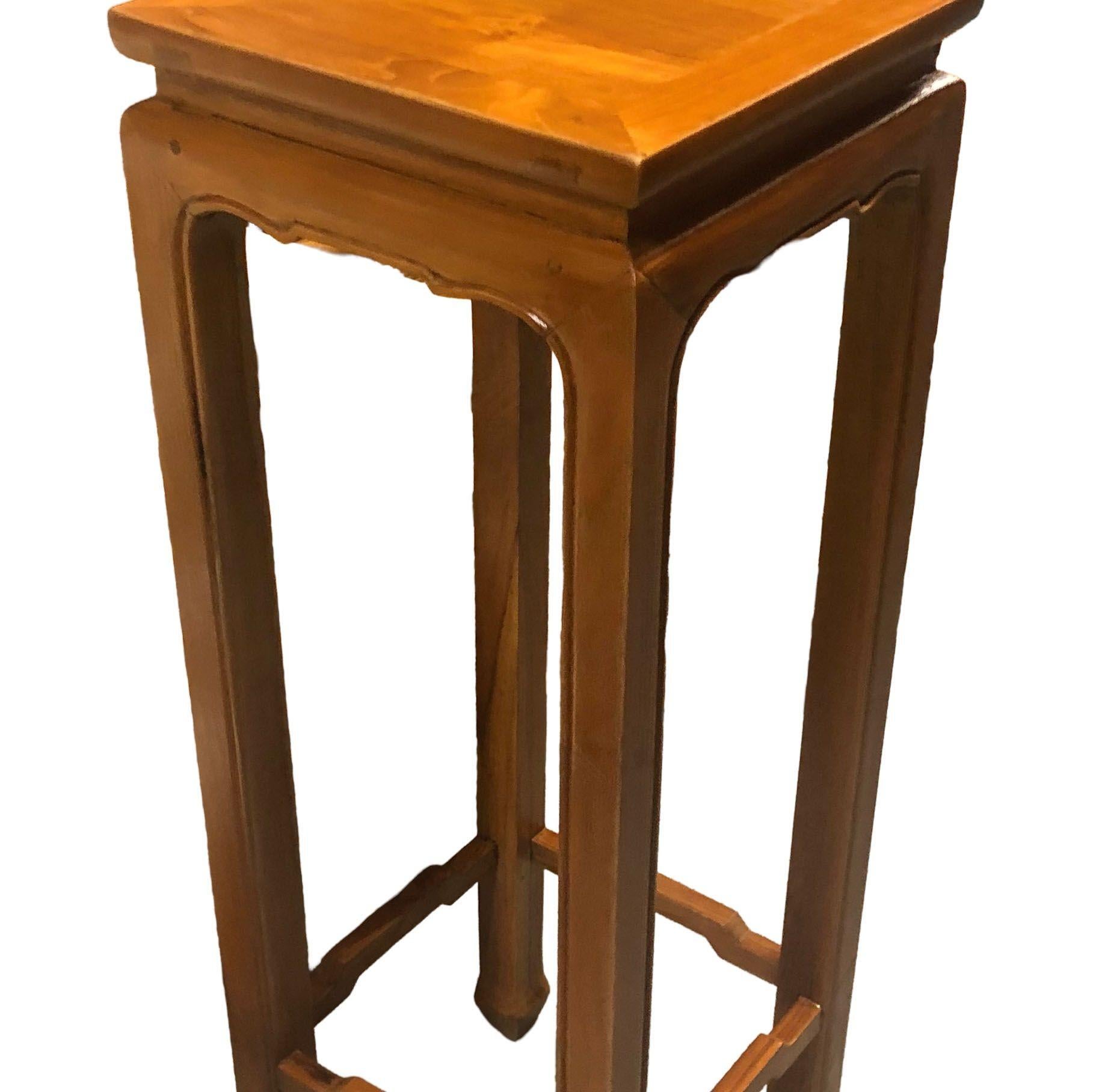 Americano Piantana rettangolare per piante d'incenso in stile Ming Ming intagliata in Oak in vendita