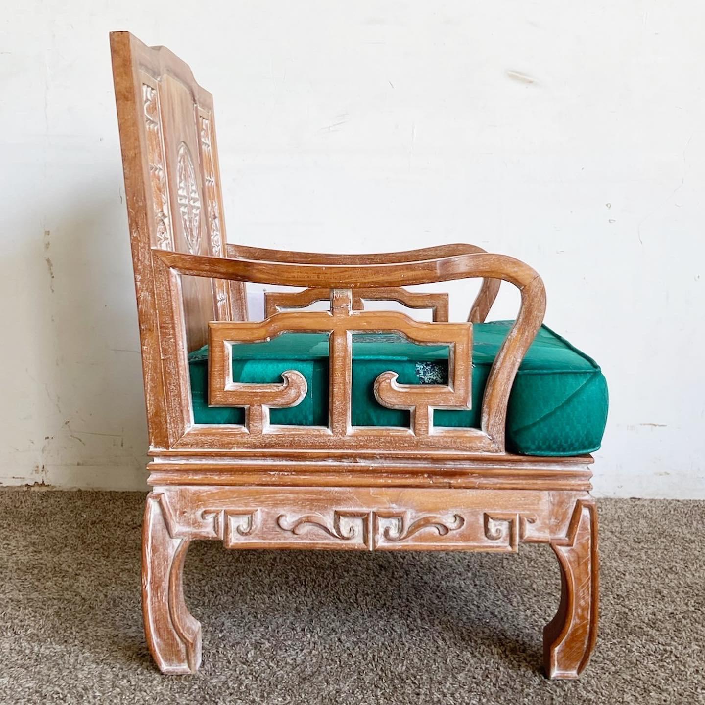 Canapé/banc en bois sculpté avec accoudoir de style Ming en vente 5