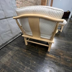 Ming Style Chairs with Upholstered Cushions and Ottoman by Century Chair