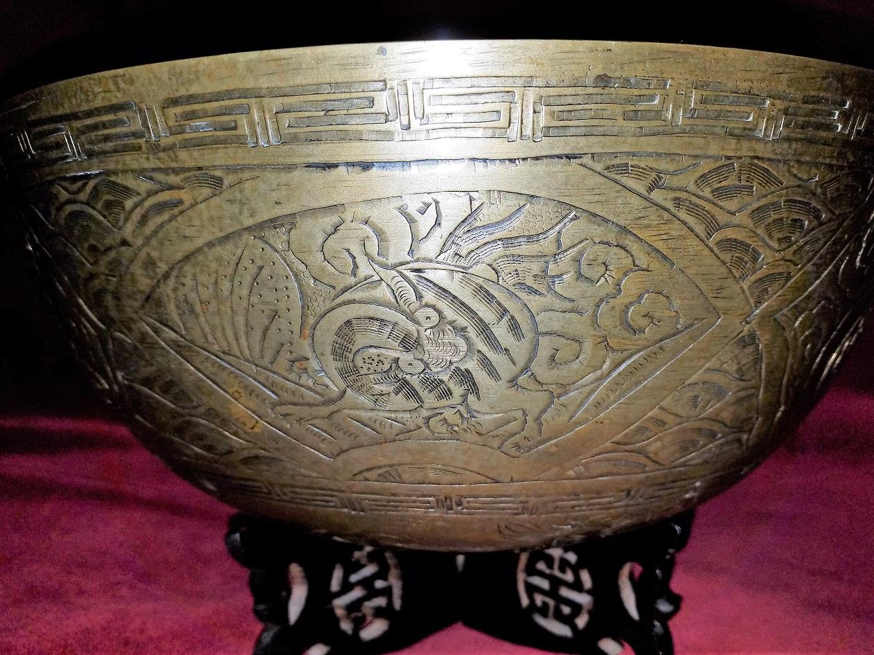 antique chinese brass bowl