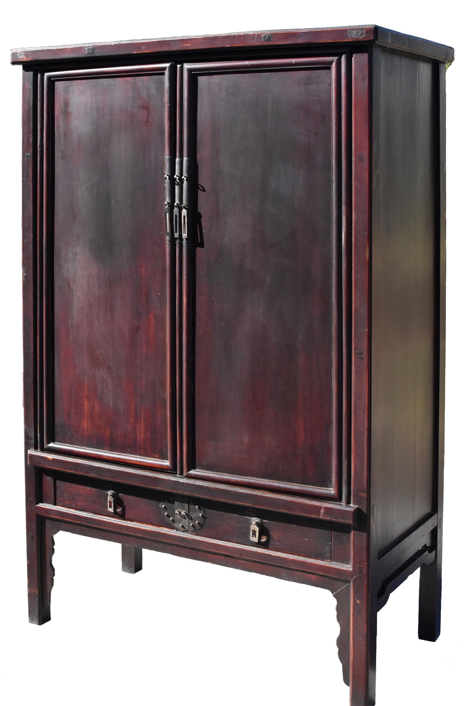 Hand-Carved Ming Style Chinese Scholar's Cabinet For Sale