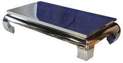 Ming Style Chrome Mirrored Opium Rectangular Modern Coffee Table Chinoiserie