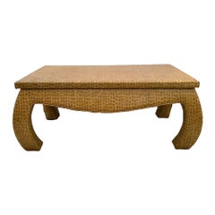 Retro Ming Style Coffee/Cocktail Table with Faux Alligator Vinyl Upholstery