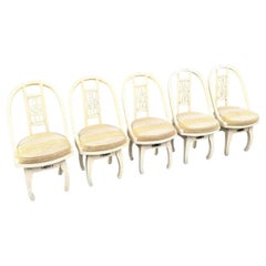 Ming Style Cream Wooden Swivel Dining Chairs - Set of 5