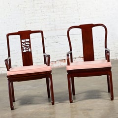 Rosenholzsessel im Ming-Stil mit rosa Samt-Sitzkissen und rosa Samt-Sitzkissen, hergestellt in China, Paar