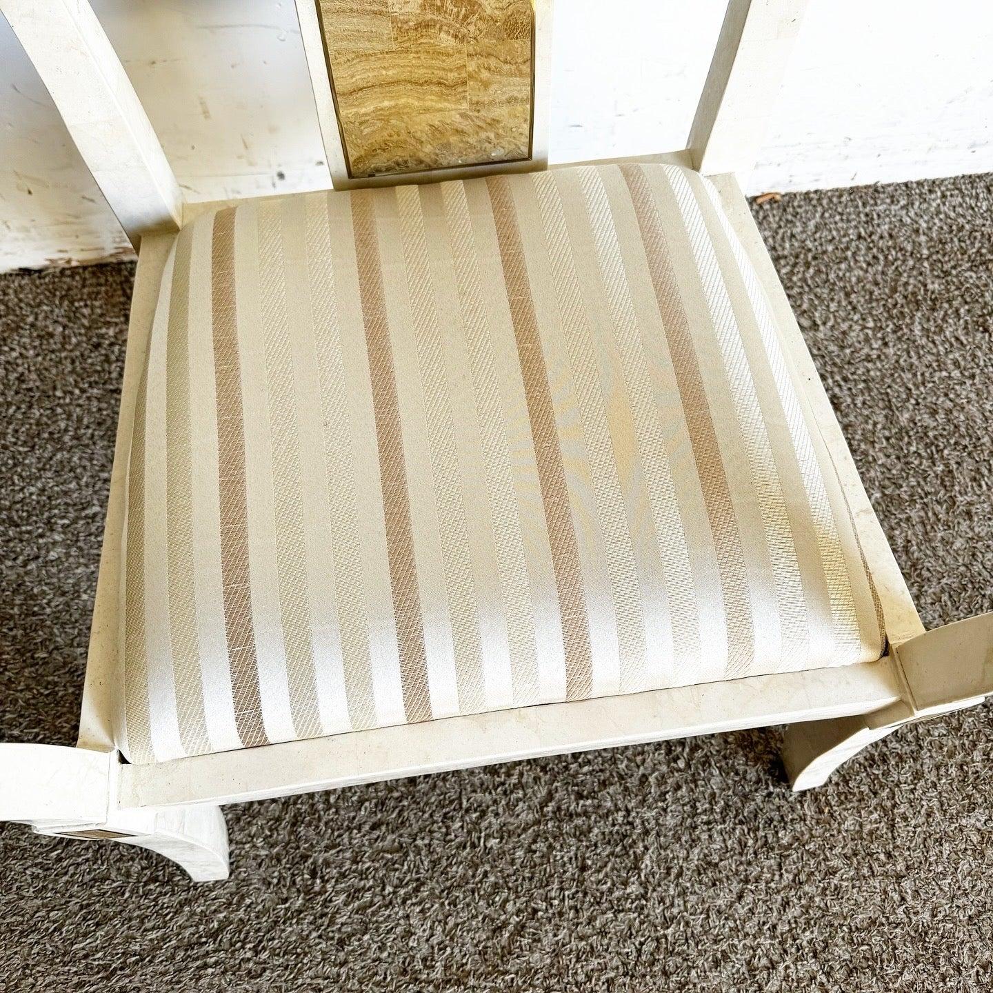 Sedia a bracci in pietra tessellata in stile Ming con intarsi in ottone - stile Smith & Smith in vendita 6