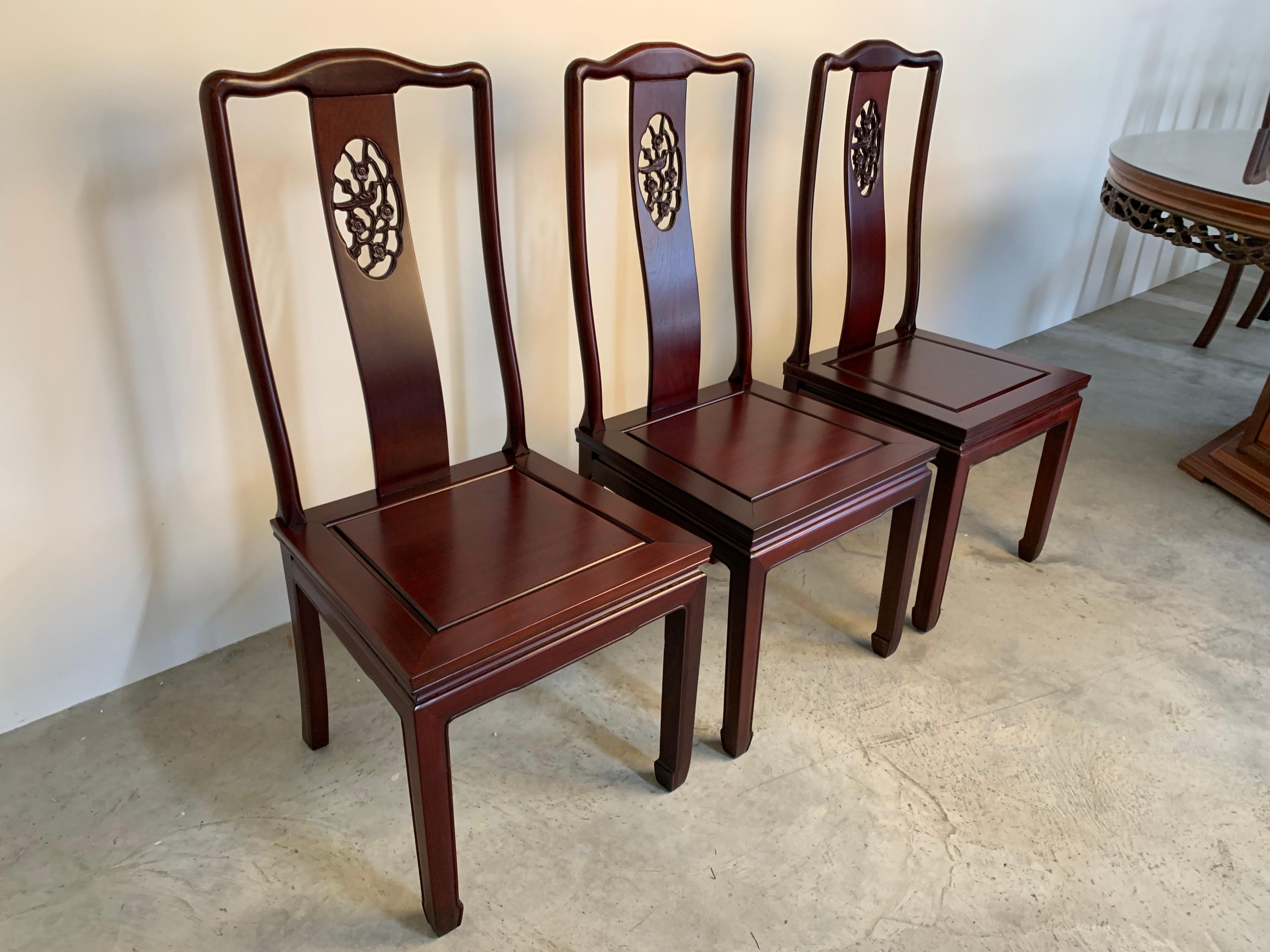 Ming Style Traditional Chinese 8 Piece Honey Rosewood Dining Set-Hand Carved 9