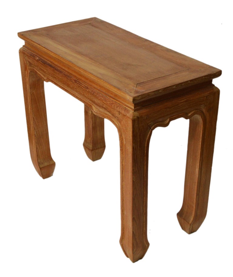 Ming Style Vintage Chinese 1960s Lacquered Wood Side Table with Carved