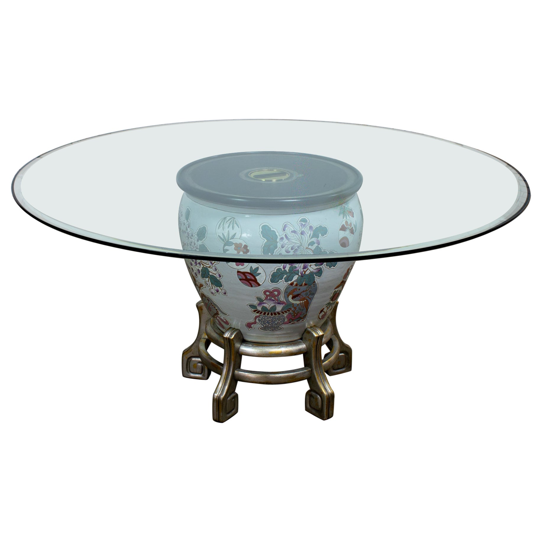 Ming Treasures Fishbowl Pedestal Base Dining Table Drexel Heritage Round Glass For Sale