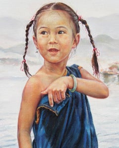 Ma... Voglio nuotare!, Pittura ad olio fotorealista di Ming Ming