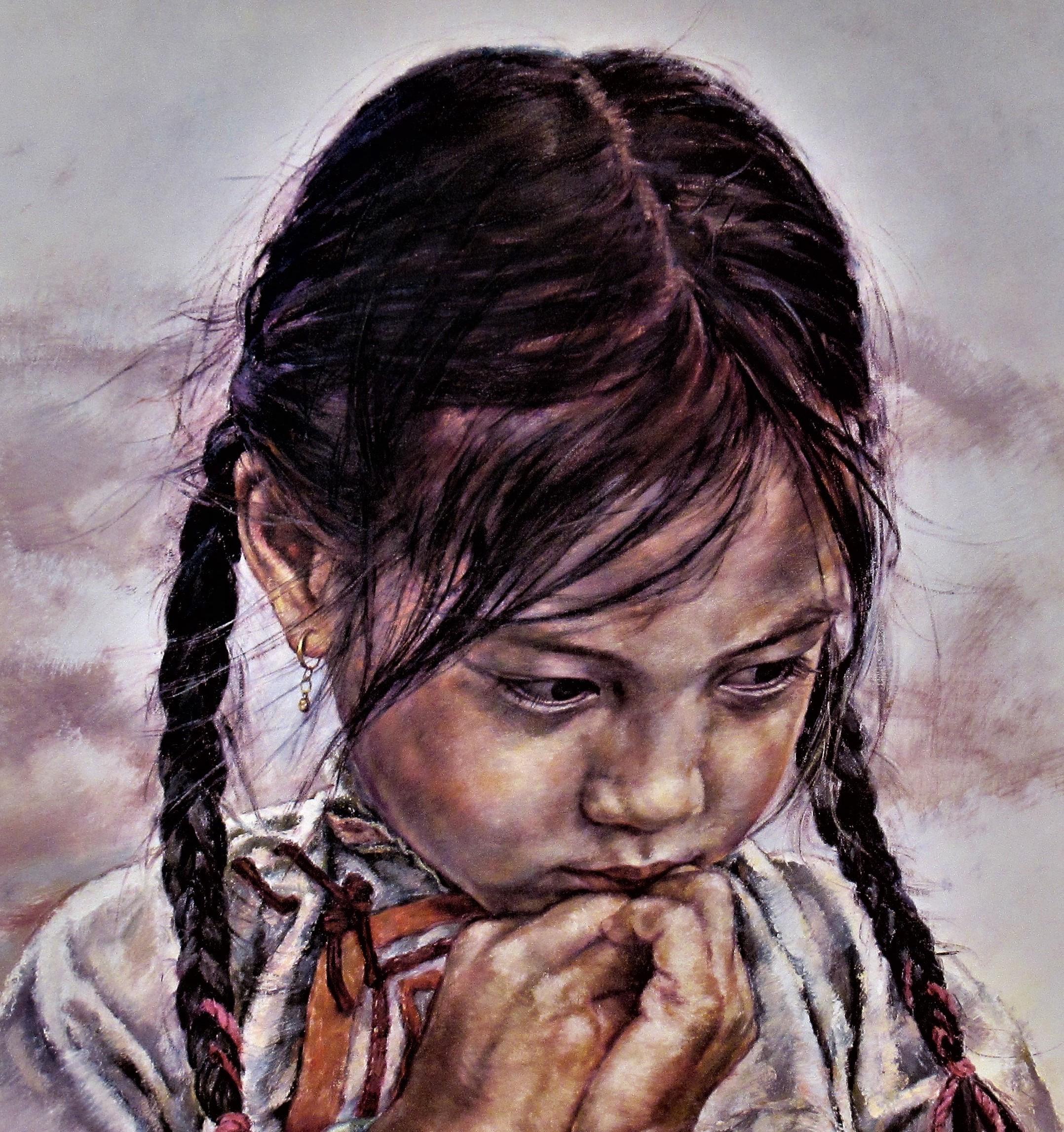 Kleines chinesisches Mädchen (Realismus), Print, von Wai Ming (aka Lo Hing Kwok)