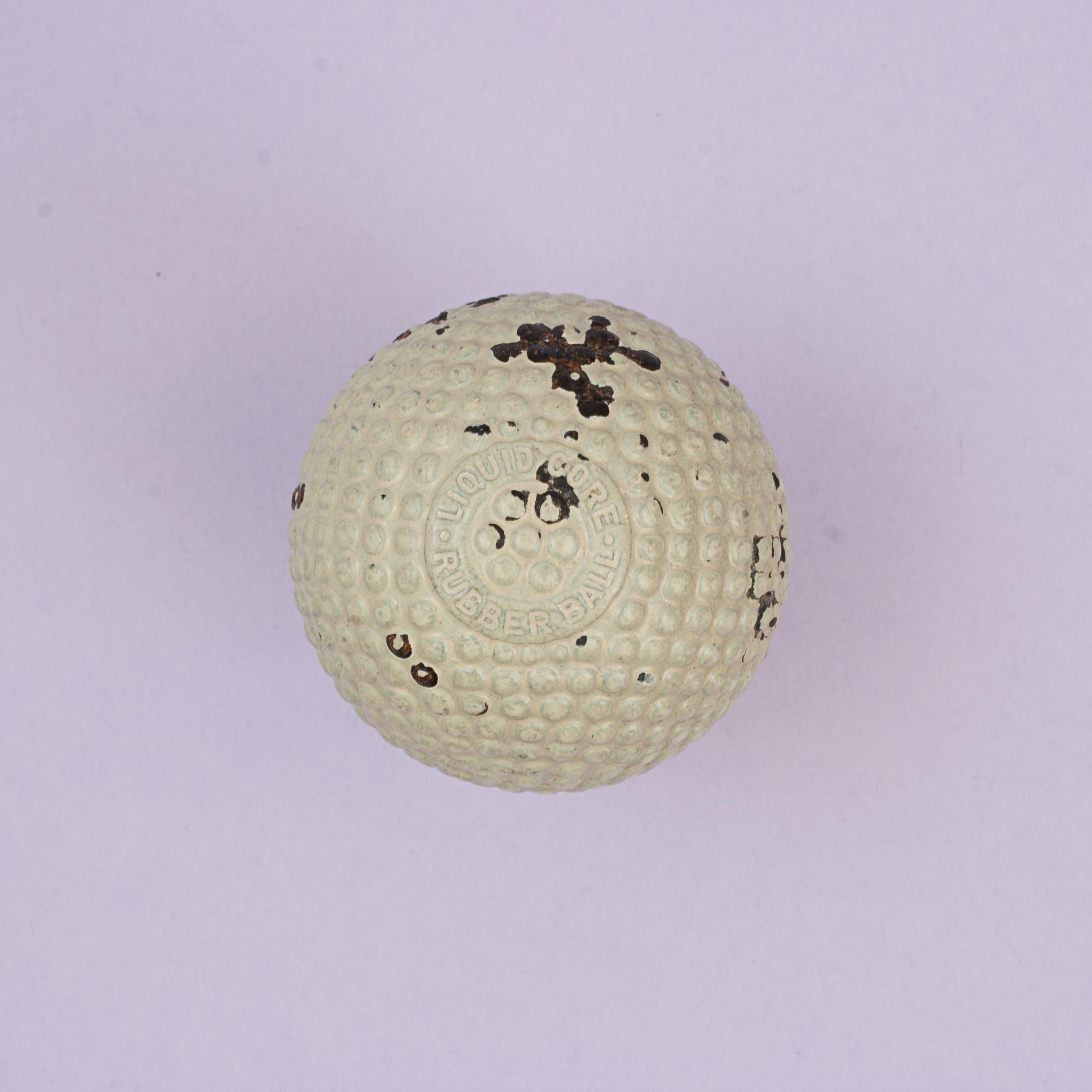 Mingays Liquid Core Bramble Golf Ball.
A very nice bramble pattern golf ball with original paint which remains bright and with minimal paint loss. The gutta percha covered, rubber core, golf ball is marked 'Mingays Patent, 20905' on a raised circle,
