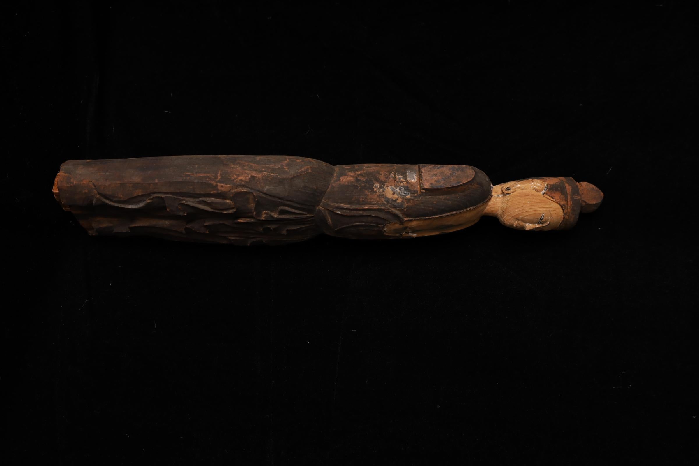 Bois Art populaire japonais Mingei - Statue de Kannon Bosatsu, 18e siècle en vente