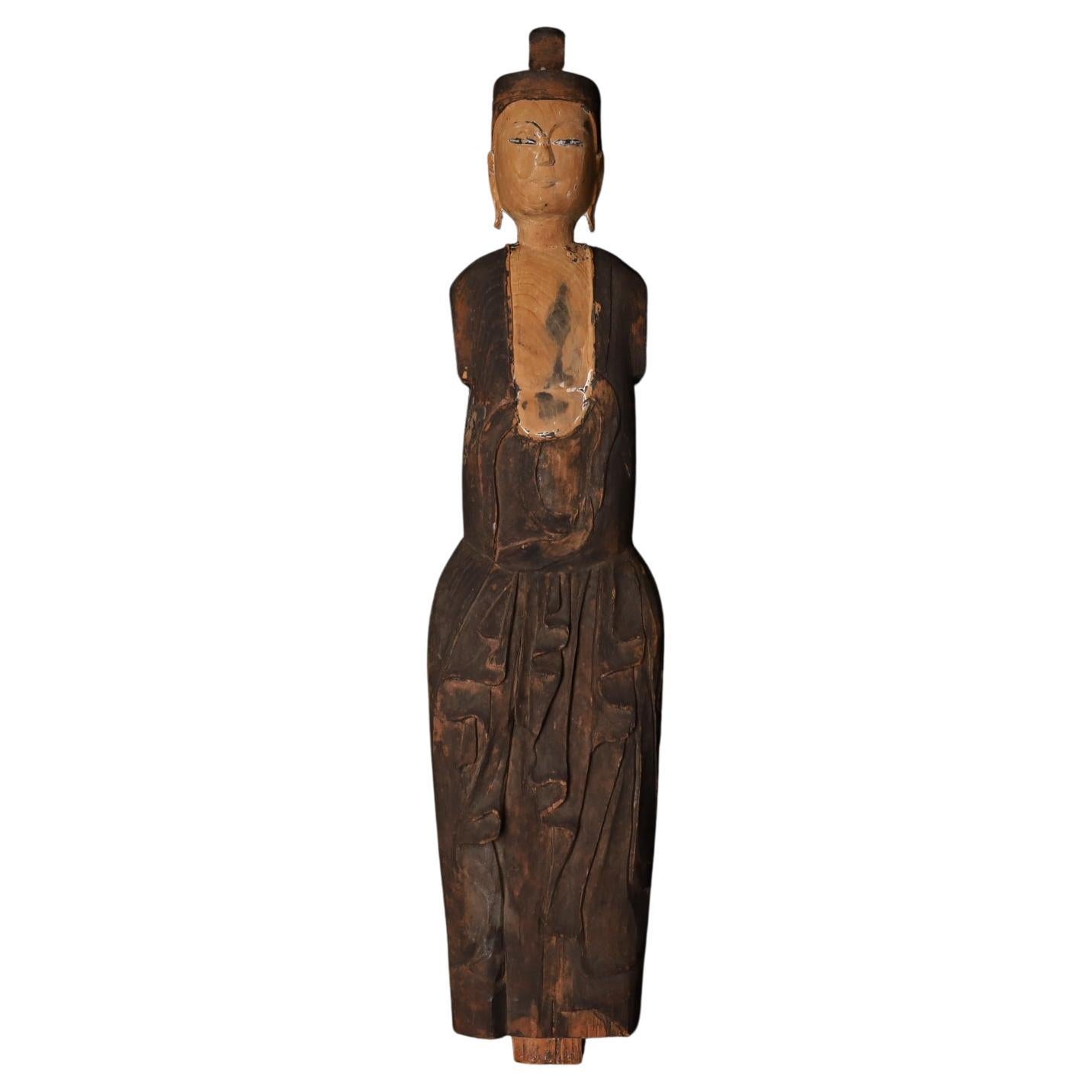 Art populaire japonais Mingei - Statue de Kannon Bosatsu, 18e siècle en vente