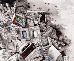 Mingguang Yu Modernist Original Mixed Media "New World I"