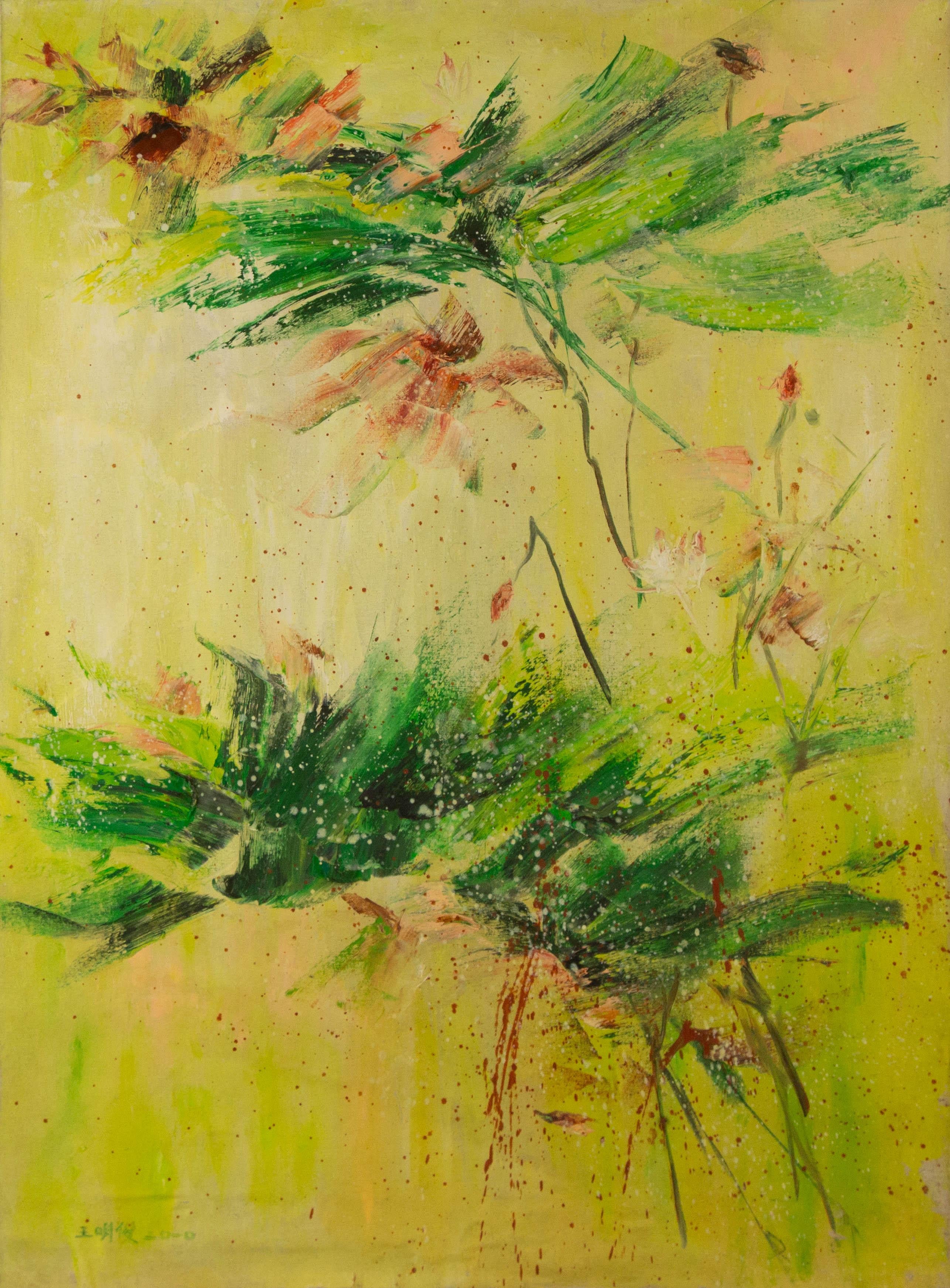 Mingjun Wang Abstract Original Oil On Canvas "Flying Colors"