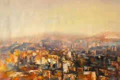 Mingjun Wang Contemporary Original Oil On Canvas "Looking The City From Distance