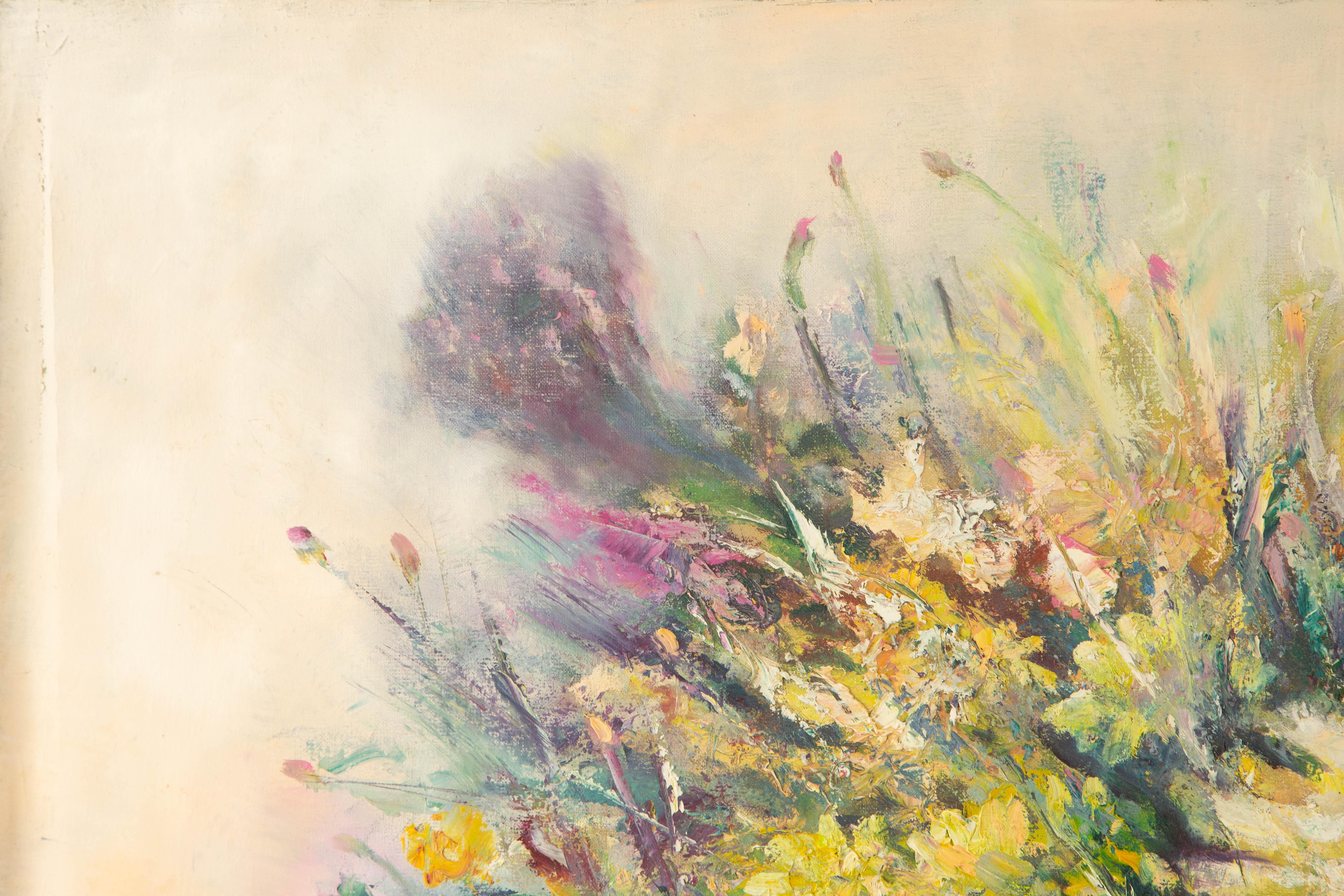 Mingjun Wang Floral Original Oil On Canvas 