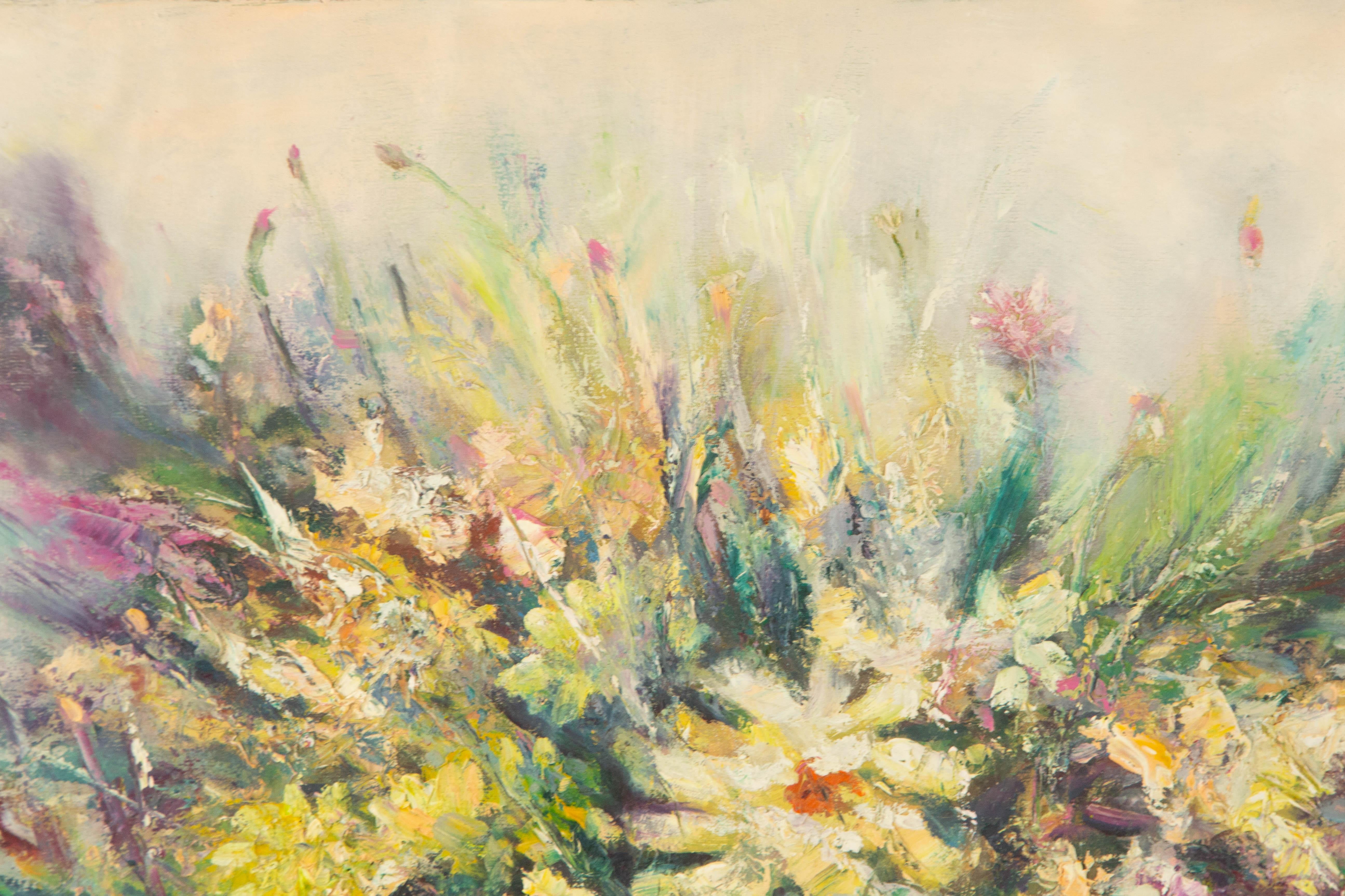 Mingjun Wang Floral Original Oil On Canvas 