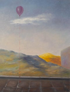 Mingjun Wang Impressionist Original Oil On Canvas "Scenery With - Balloon"
