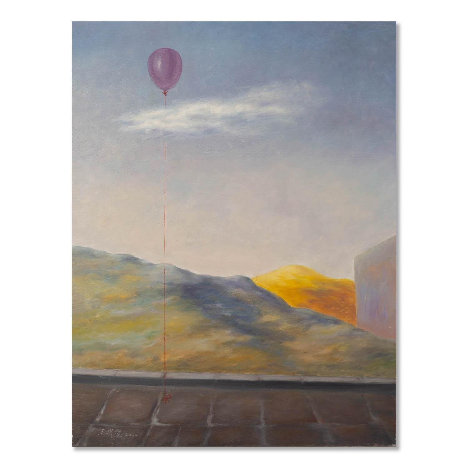  Title: Scenery With - Balloon
 Medium: Oil on canvas
 Size: 23 x 18 inches
 Frame: Framing options available!
 Condition: The painting appears to be in excellent condition.
 
 Year: 2011
 Artist: Mingjun Wang
 Signature: Signed
 Signature Location: