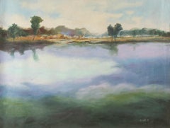 Mingjun Wang Landschaft Original Öl auf Leinwand "Am See"