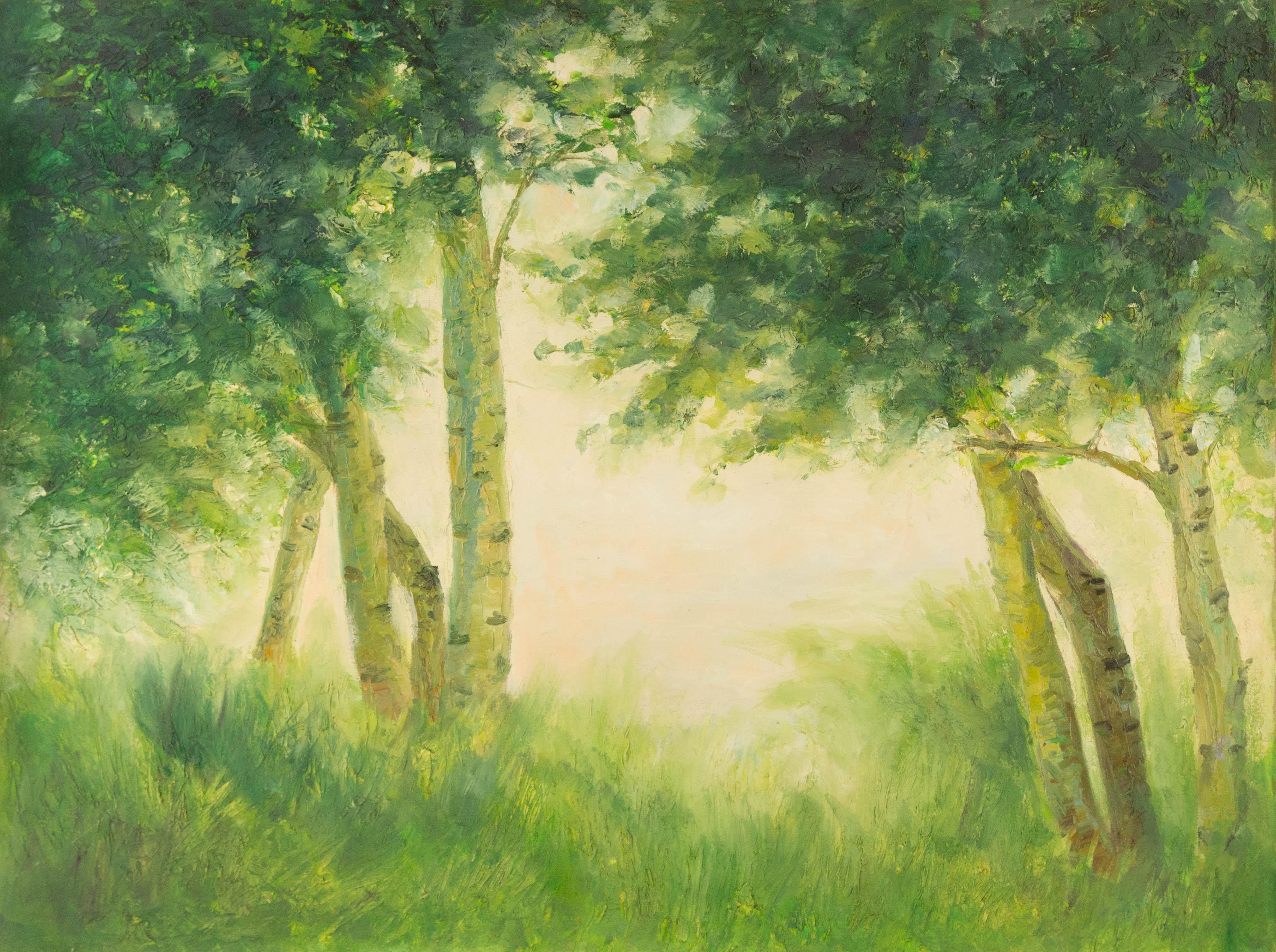 Mingjun Wang Landscape Original Oil On Canvas "Forest"