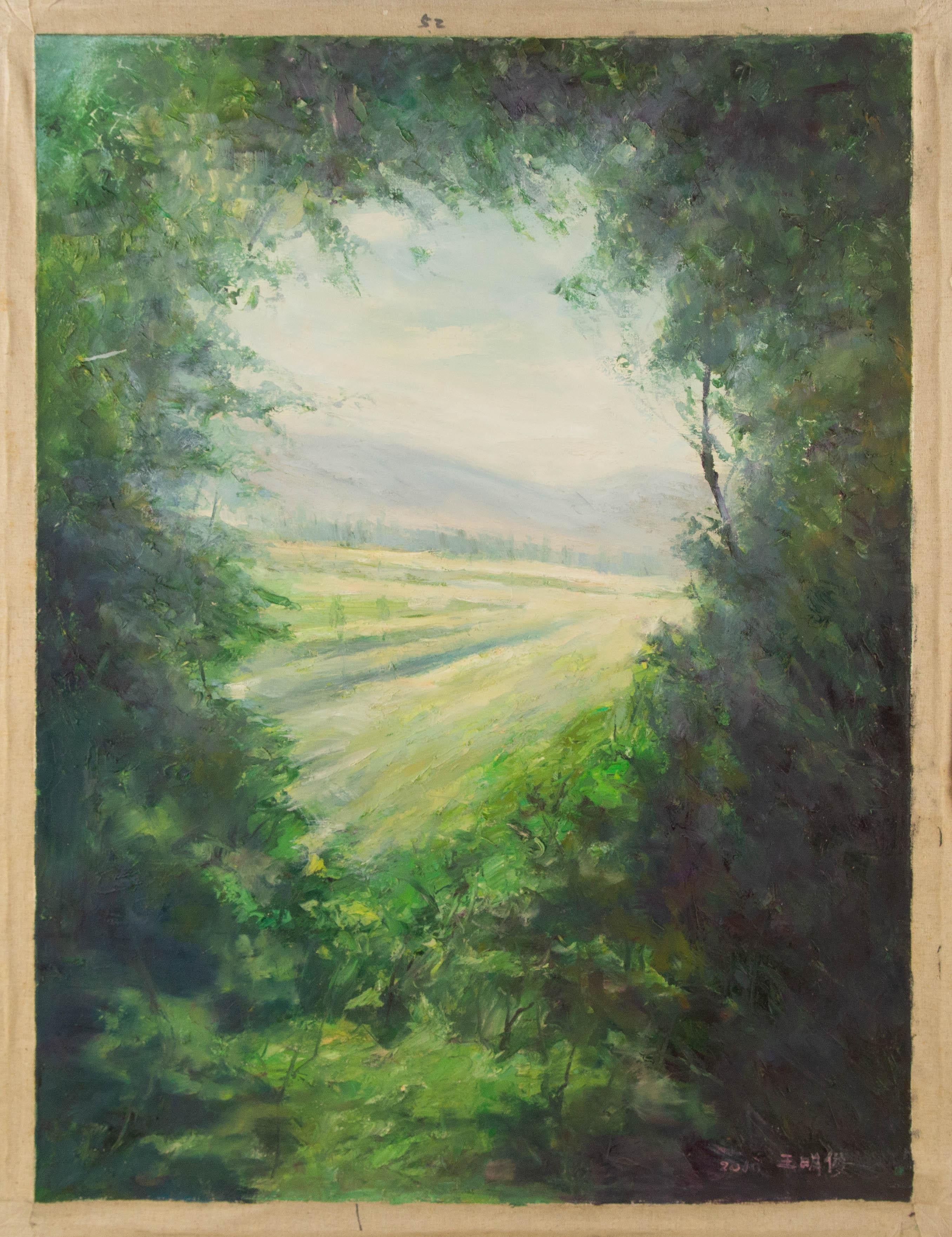 Mingjun Wang Landschaft Original Öl auf Leinwand 