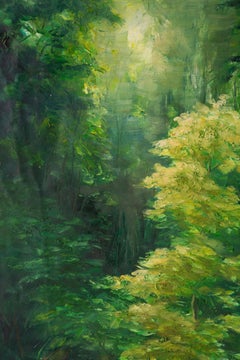 Mingjun Wang Landscape Original Oil On Canvas "Wander In The Forest"