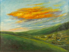 Mingjun Wang Landscape Original Oil On Canvas "Warm Clouds"