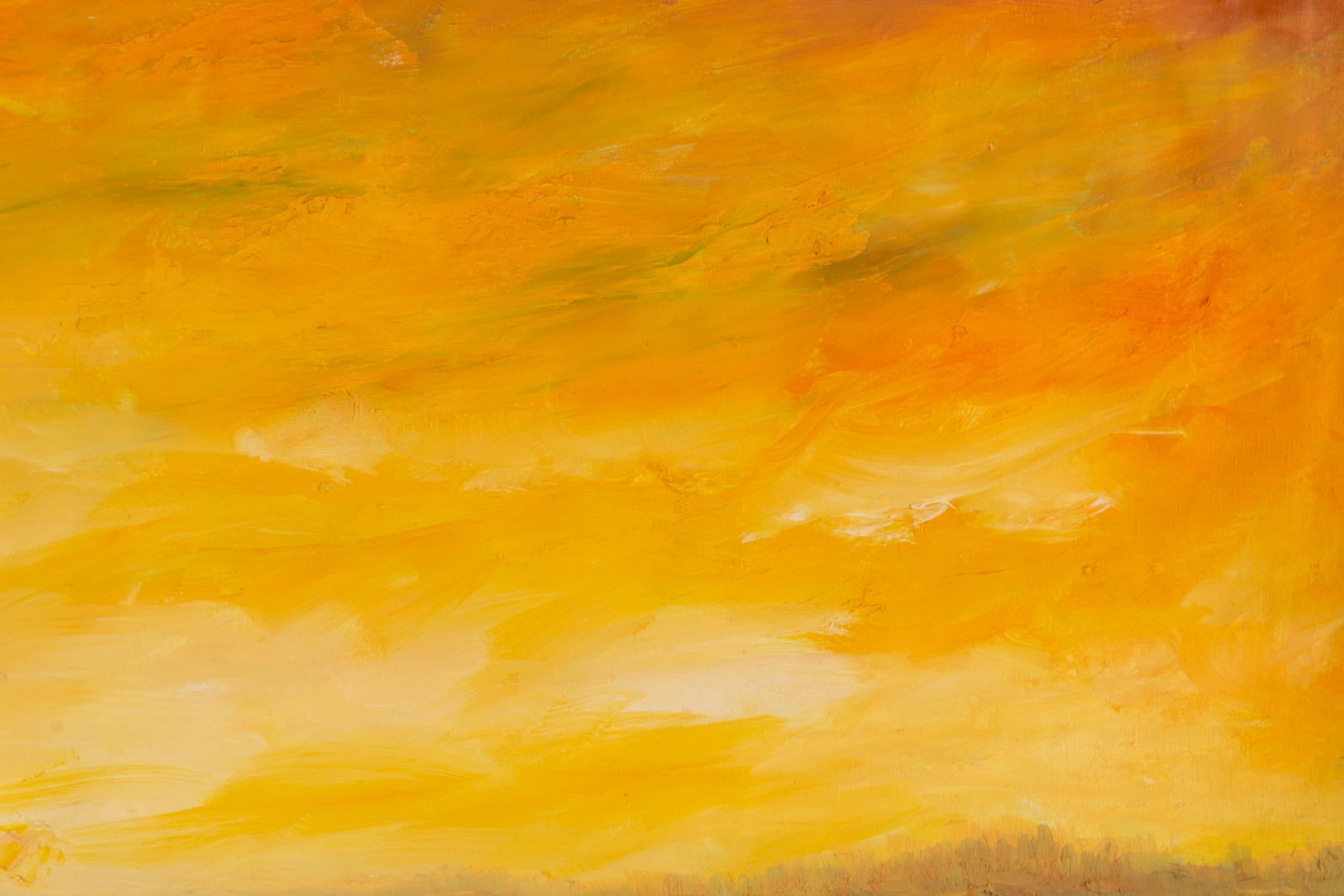 monochromatic sunset painting
