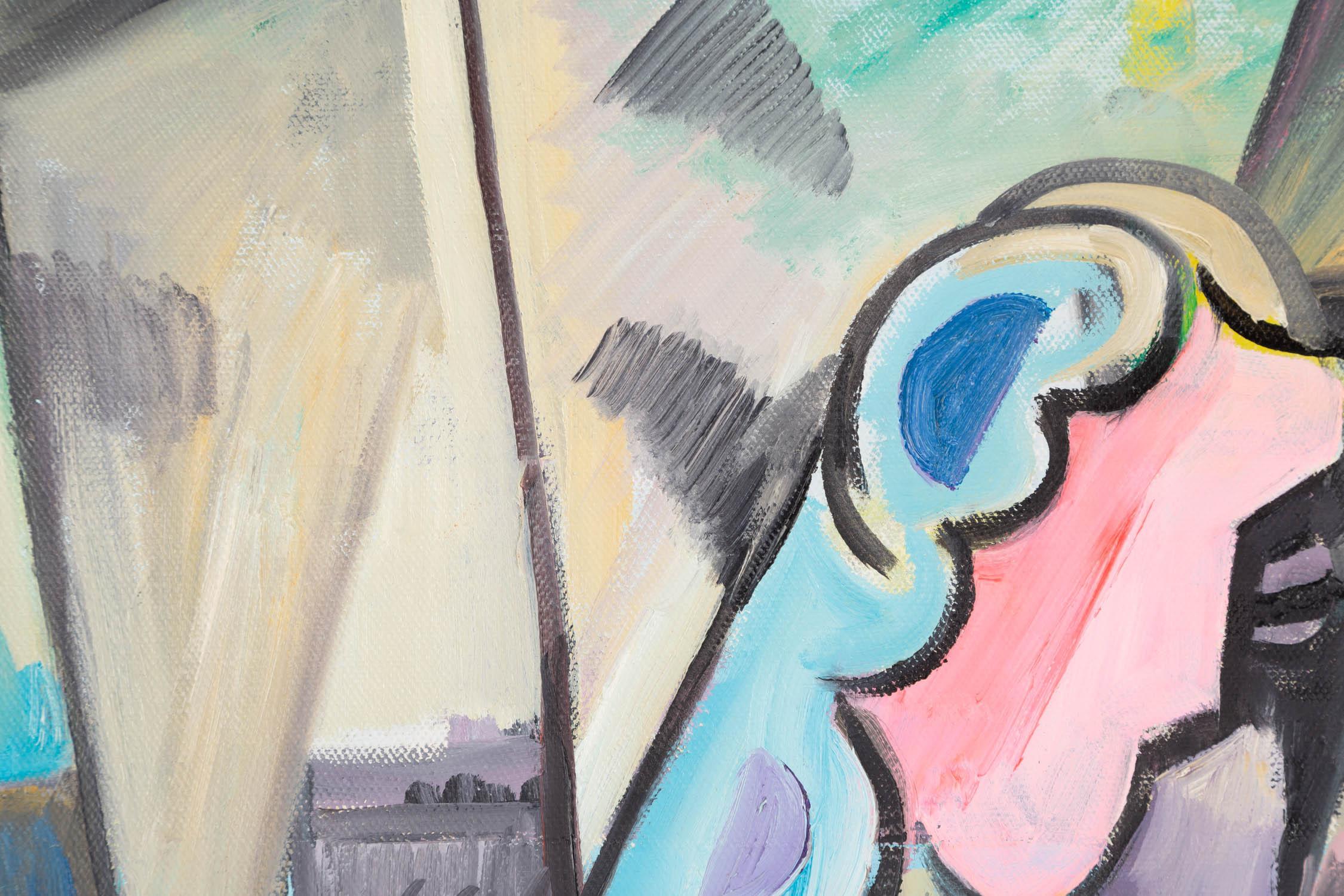 Minglei Wang Kubismus Original Öl auf Leinwand 