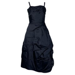 Mingolini Gugenheim Couture 1950’s Black Silk Fit and Flare Cocktail Dress
