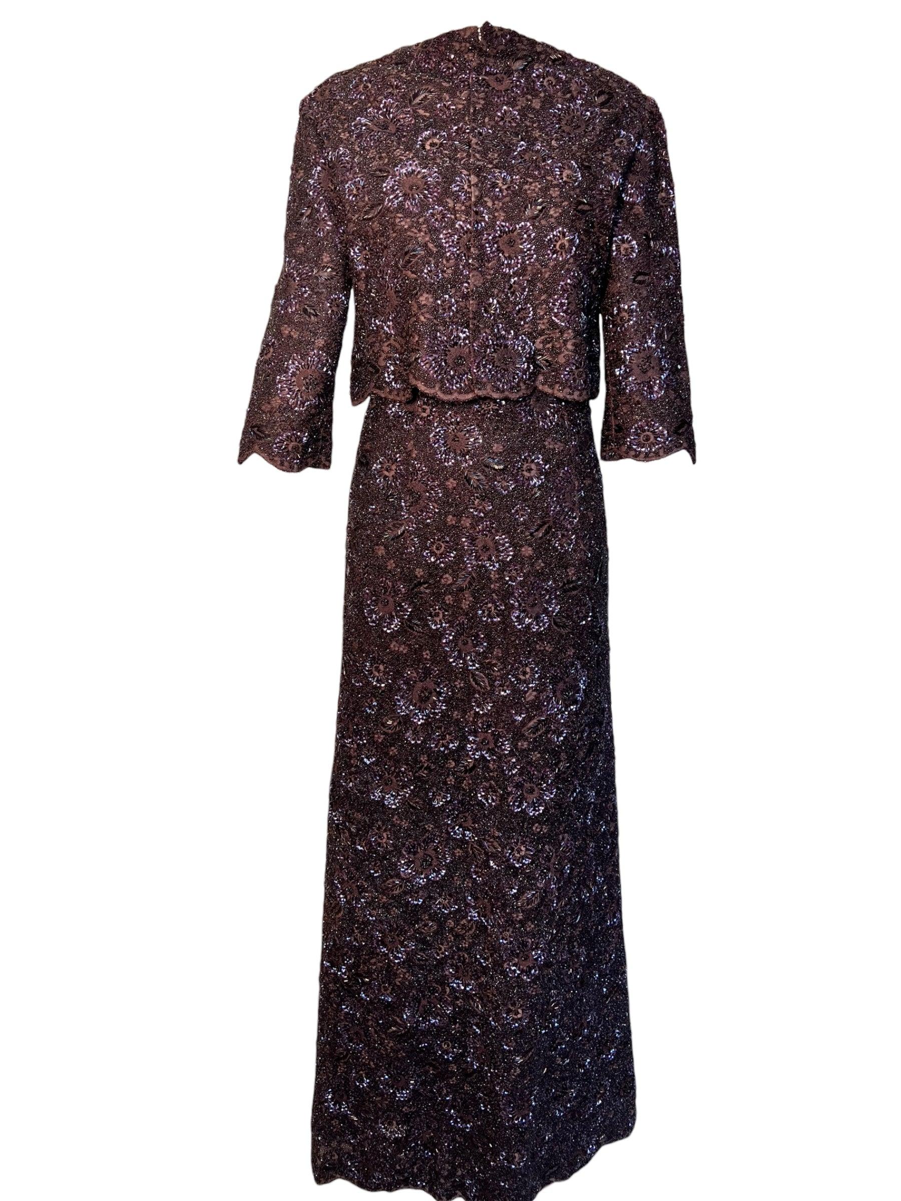 Mingolini Gugenheim Kleid und Jacke mit Perlen und Stickereien, 1950er Jahre im Zustand „Hervorragend“ im Angebot in Los Angeles, CA