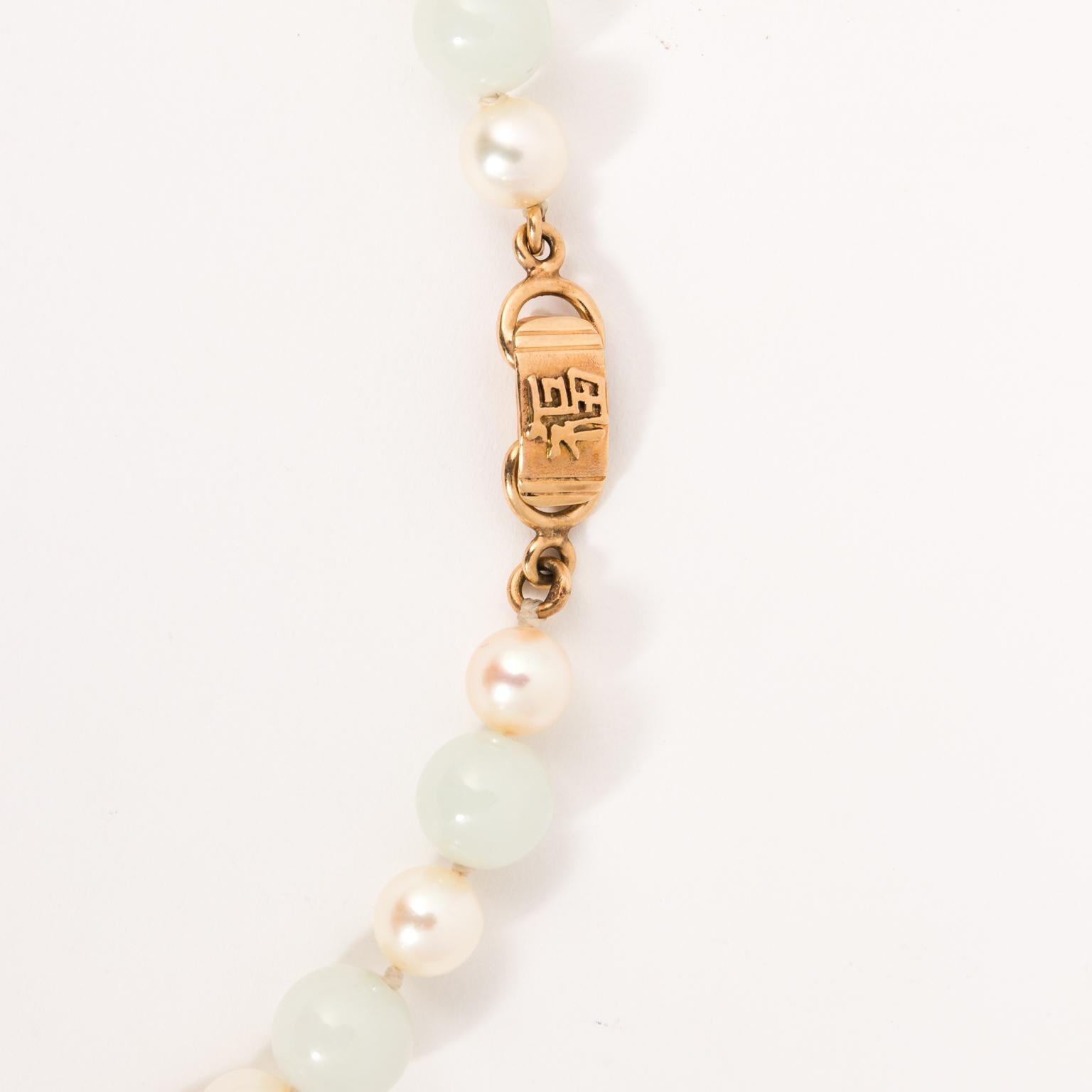 Women's Ming's 14 Karat Jadeite Jade Cultured Pearl Long Necklace