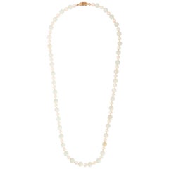 Ming's 14 Karat Jadeite Jade Cultured Pearl Long Necklace