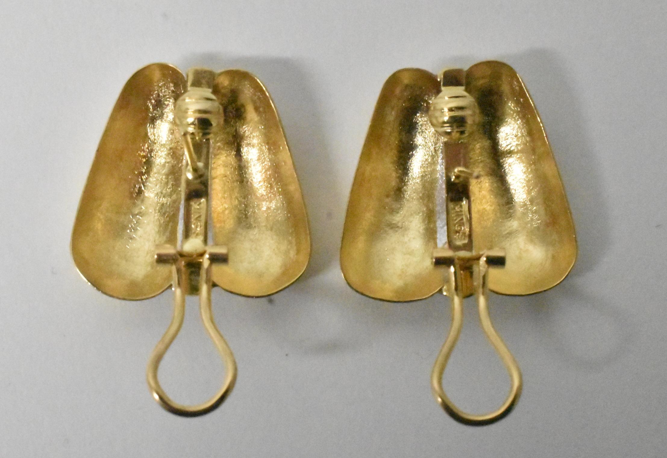 Mings 14k & Diamant-Ohrringe mit Lochmuster im Zustand „Gut“ im Angebot in Toledo, OH