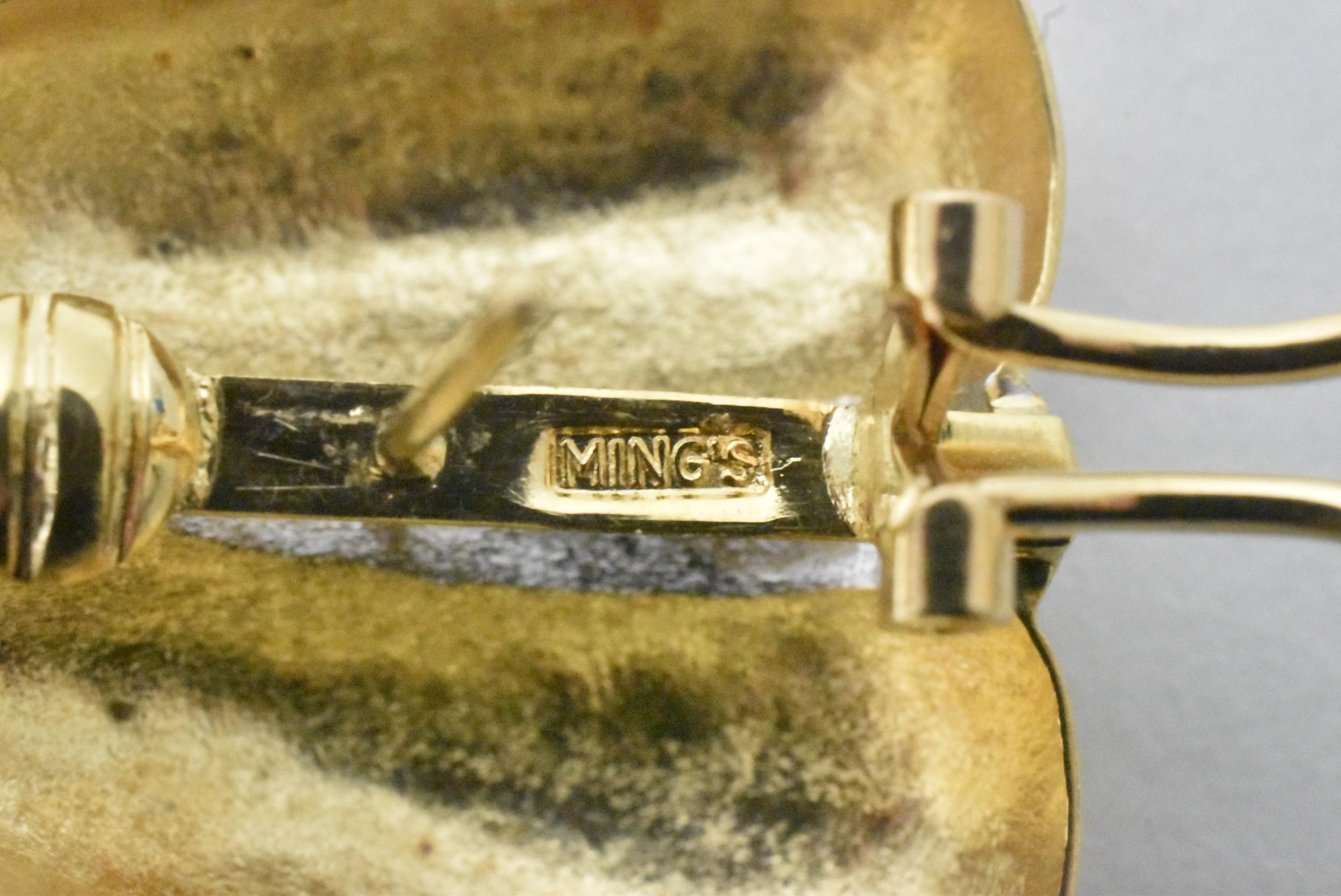 Late 20th Century Mings 14k & Diamond Pierced Earrings For Sale