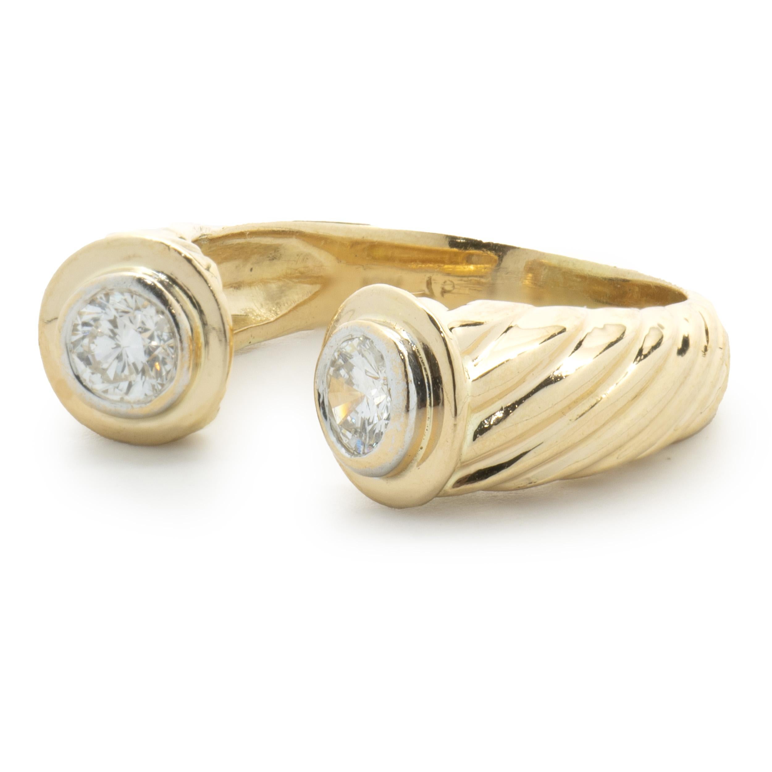 Mings 18 Karat Yellow Gold Bezel Set Diamond ¾ Ring In Excellent Condition In Scottsdale, AZ