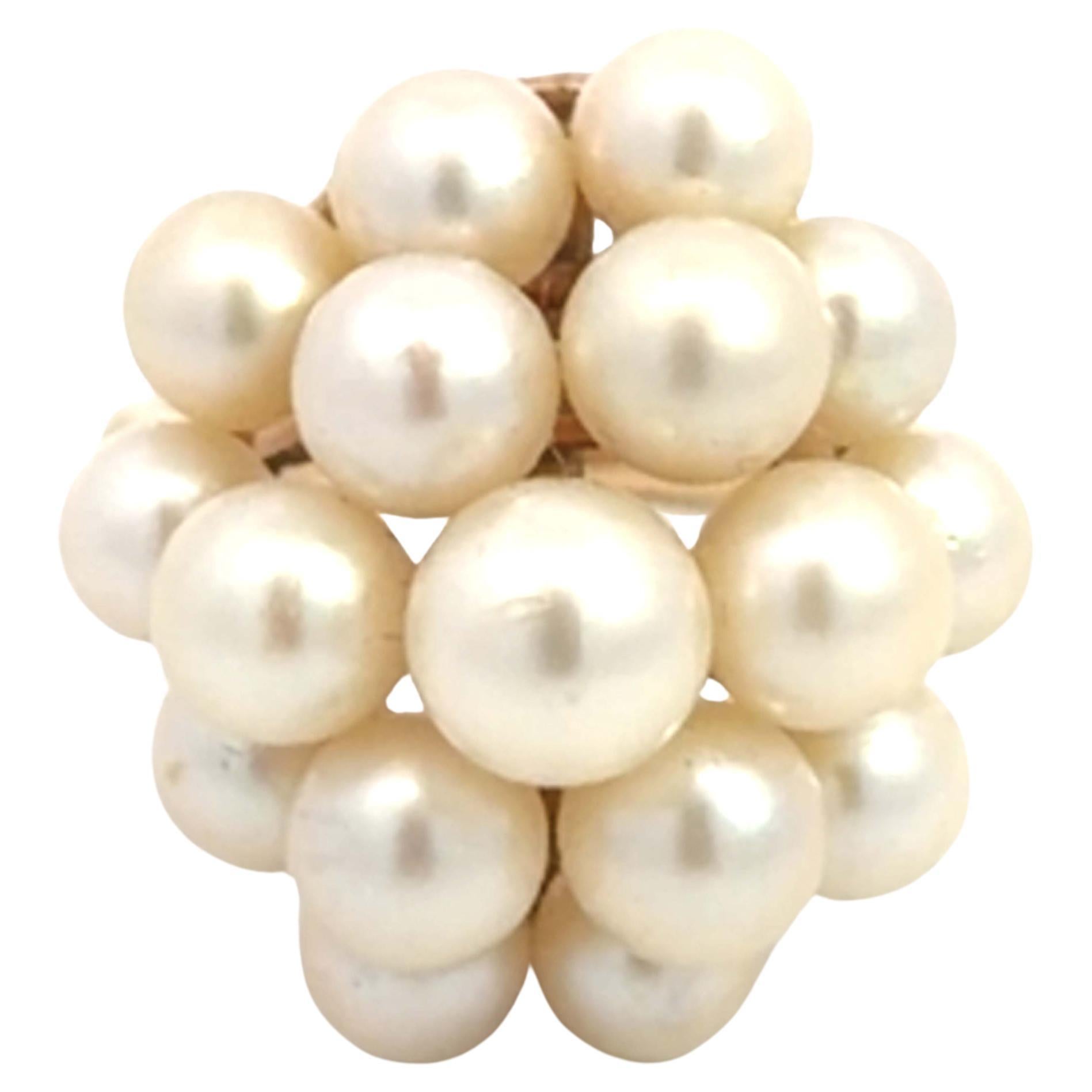 Mings Akoya Perlen Cluster Ring 14k Gelbgold